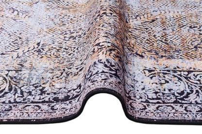 Distressed Persian Style Area Rug, Machine Washable Neutral Living Room Carpet