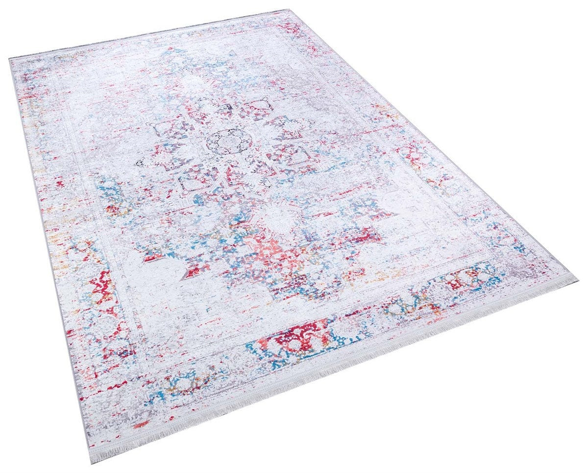 Washable Distressed Persian Area Rug – Boho Medallion Living Room Carpet