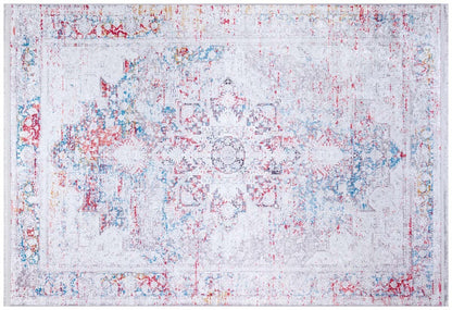 Washable Distressed Persian Area Rug – Boho Medallion Living Room Carpet