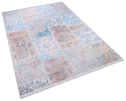 Distressed Patchwork Area Rug – Boho Persian Style, Machine Washable Carpet