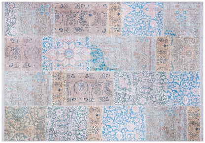 Distressed Patchwork Area Rug – Boho Persian Style, Machine Washable Carpet