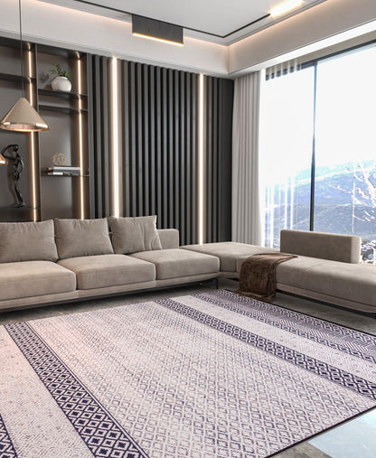 Machine Washable Boho Area Rug – Black White Tribal Geometric Farmhouse Decor