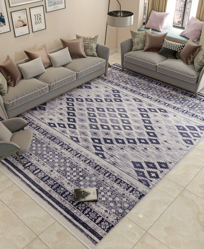 Washable Boho Tribal Rug – Distressed Kilim Style Living Room Carpet