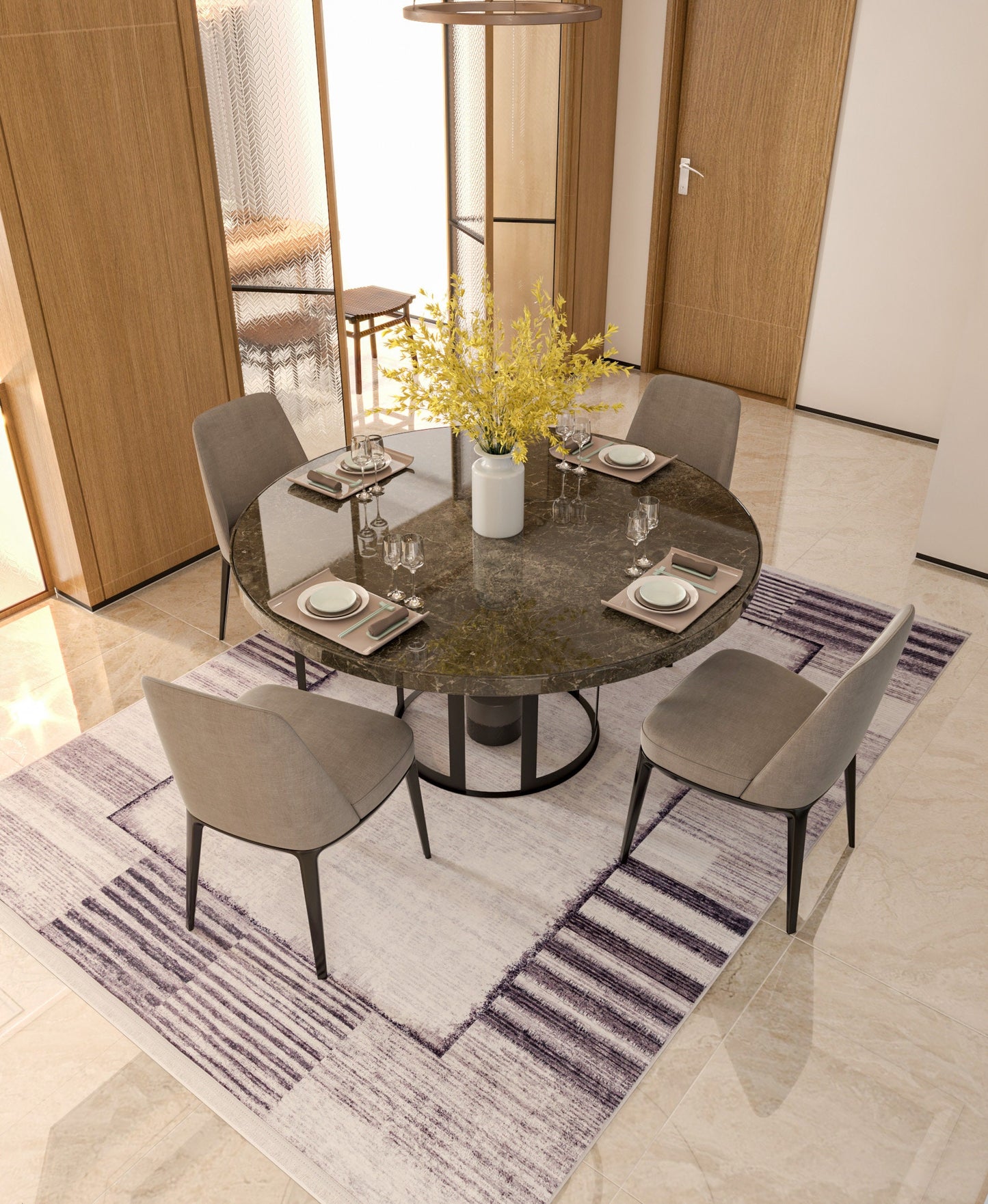 Modern Geometric Abstract Area Rug, Washable Beige Gray Carpet