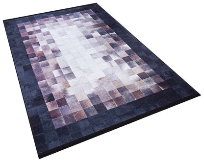 Modern Patchwork Area Rug – Geometric Mosaic Living Room Carpet, Neutral Mauve Beige Floor Rug