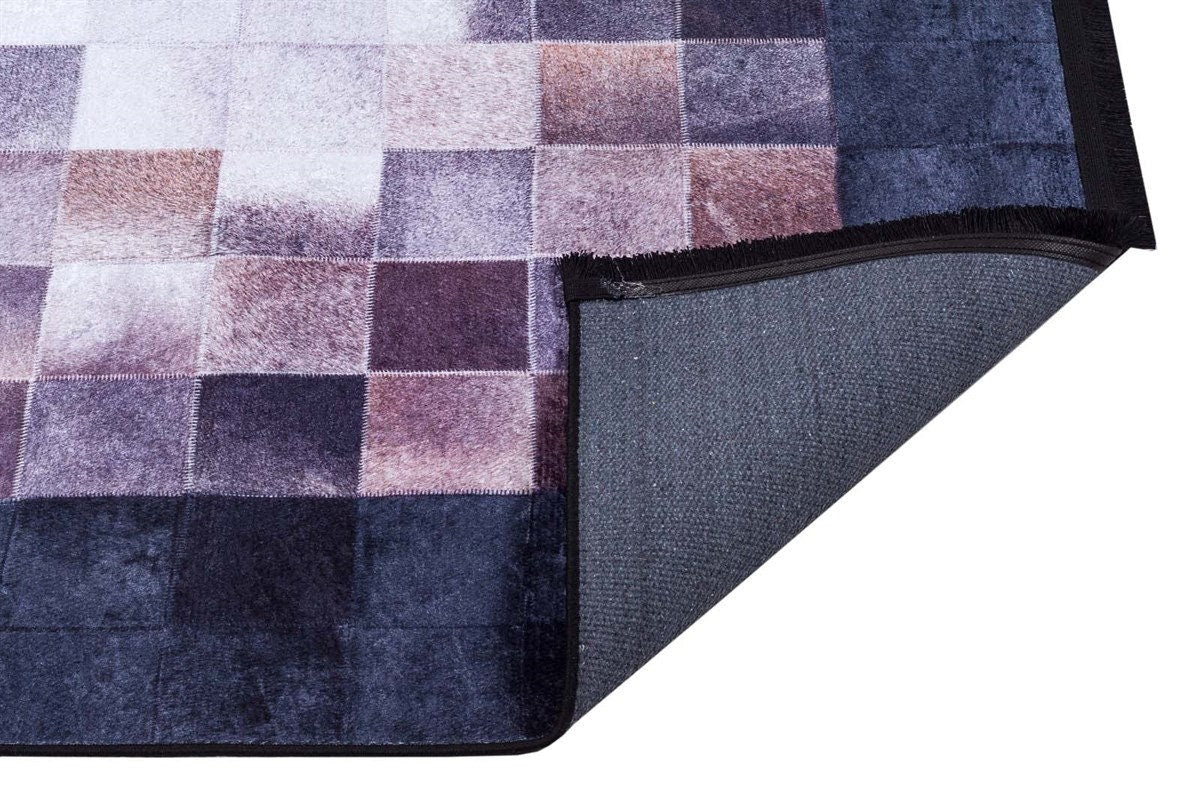 Modern Patchwork Area Rug – Geometric Mosaic Living Room Carpet, Neutral Mauve Beige Floor Rug