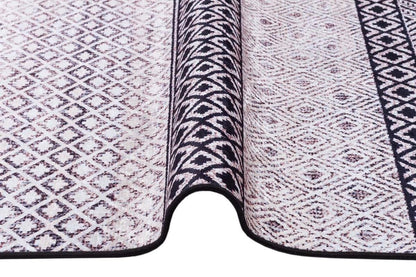 Machine Washable Boho Area Rug – Black White Tribal Geometric Farmhouse Decor