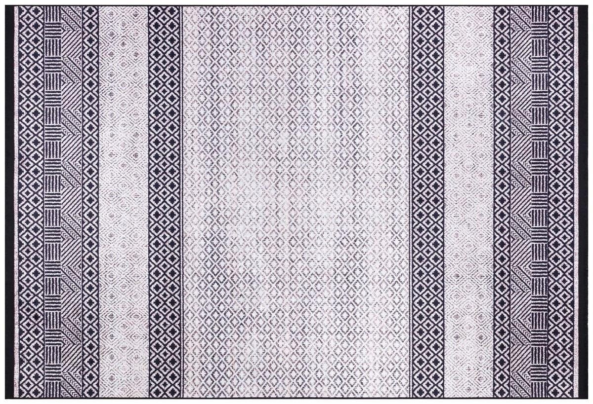 Machine Washable Boho Area Rug – Black White Tribal Geometric Farmhouse Decor