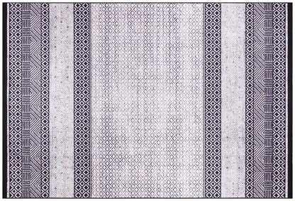 Machine Washable Boho Area Rug – Black White Tribal Geometric Farmhouse Decor