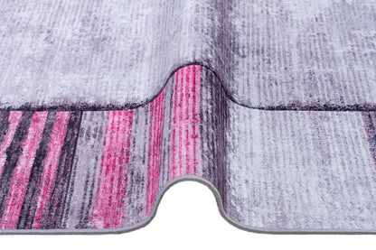 Modern Pink Geometric Rug: Washable Turkish Style