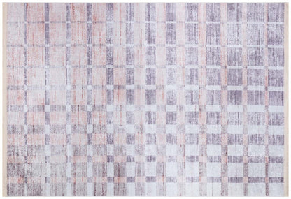 Geometric Beige Rug: Modern Turkish Style, Washable Carpet