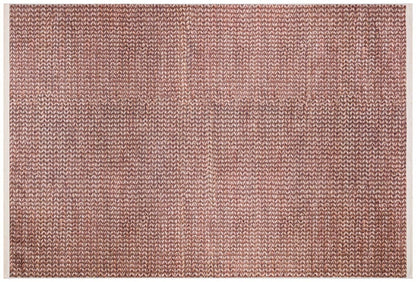 Dusty Rose Chunky Knit Print Area Rug – Washable Boho Faux Wool Weave Home Decor