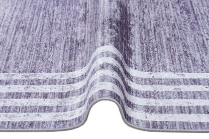 Gray Distressed Border Area Rug, Scandi Style, Machine Washable, Non-Slip