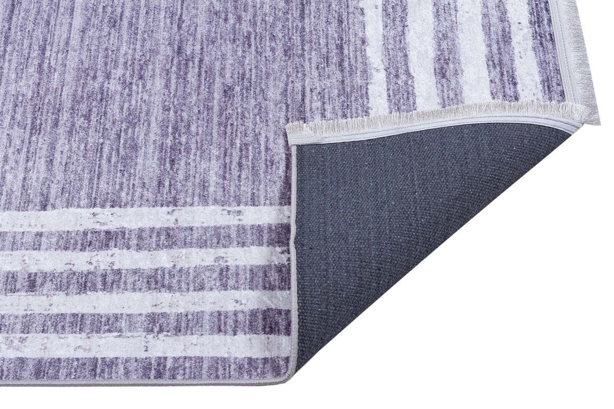 Gray Distressed Border Area Rug, Scandi Style, Machine Washable, Non-Slip