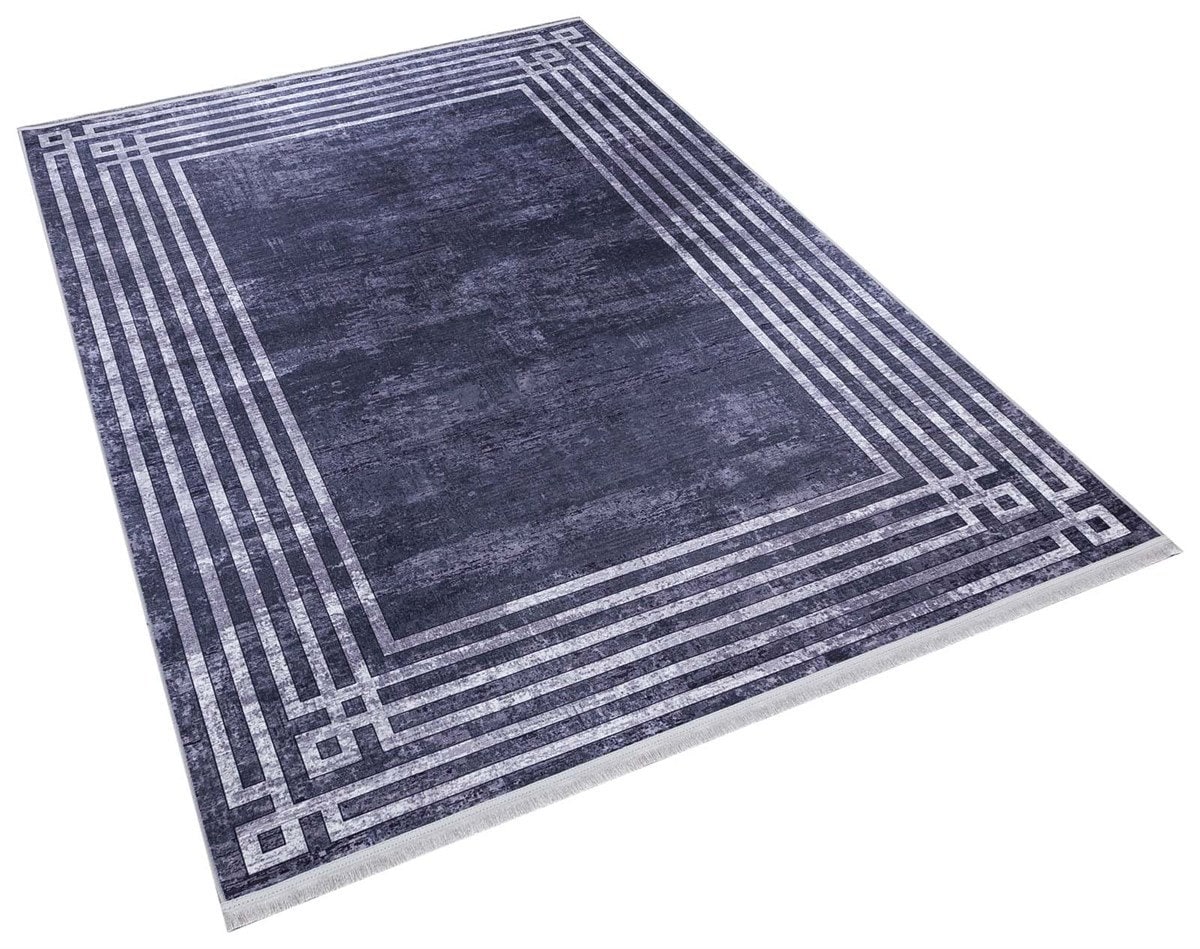 Modern Gray Geometric Area Rug, Washable Scandinavian Style Carpet
