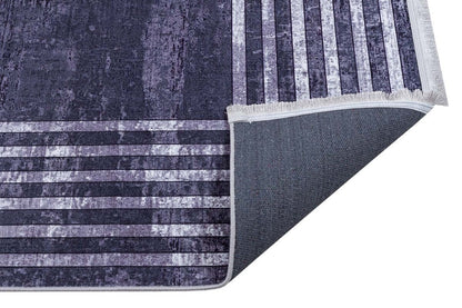 Modern Gray Geometric Area Rug, Washable Scandinavian Style Carpet