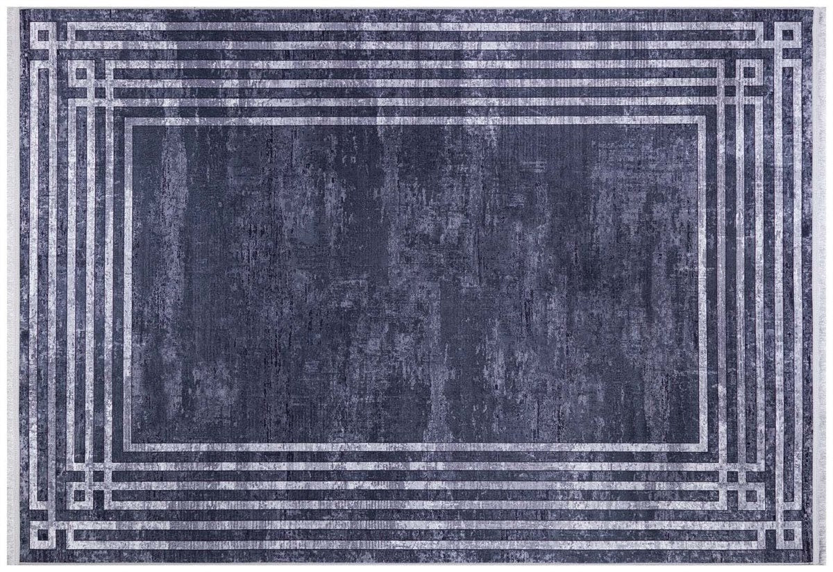 Modern Gray Geometric Area Rug, Washable Scandinavian Style Carpet