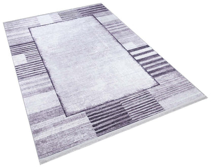 Modern Geometric Abstract Area Rug, Washable Beige Gray Carpet