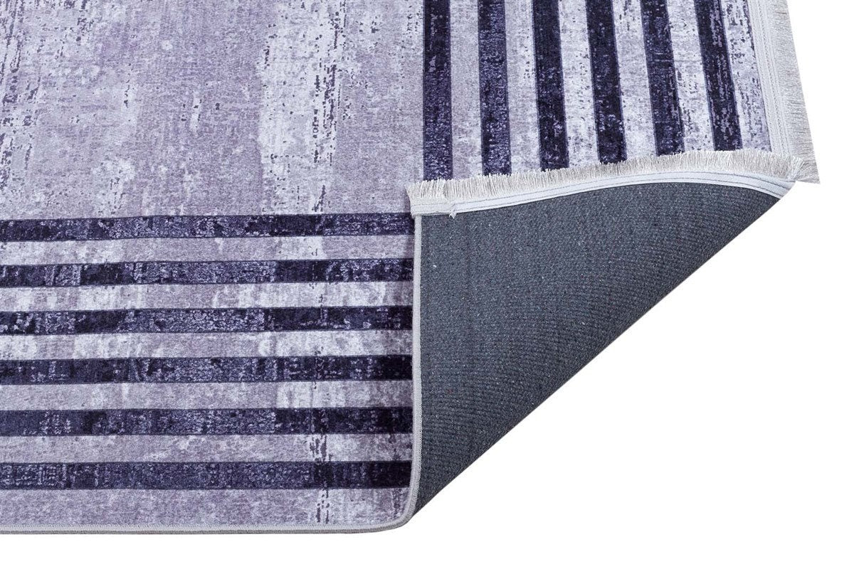 Modern Geometric Area Rug, Grey Black Border Living Room Carpet, Washable Floor Mat
