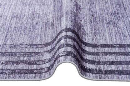 Modern Distressed Border Area Rug, Gray Charcoal Fringed Carpet, Washable Thin Living Room Rug