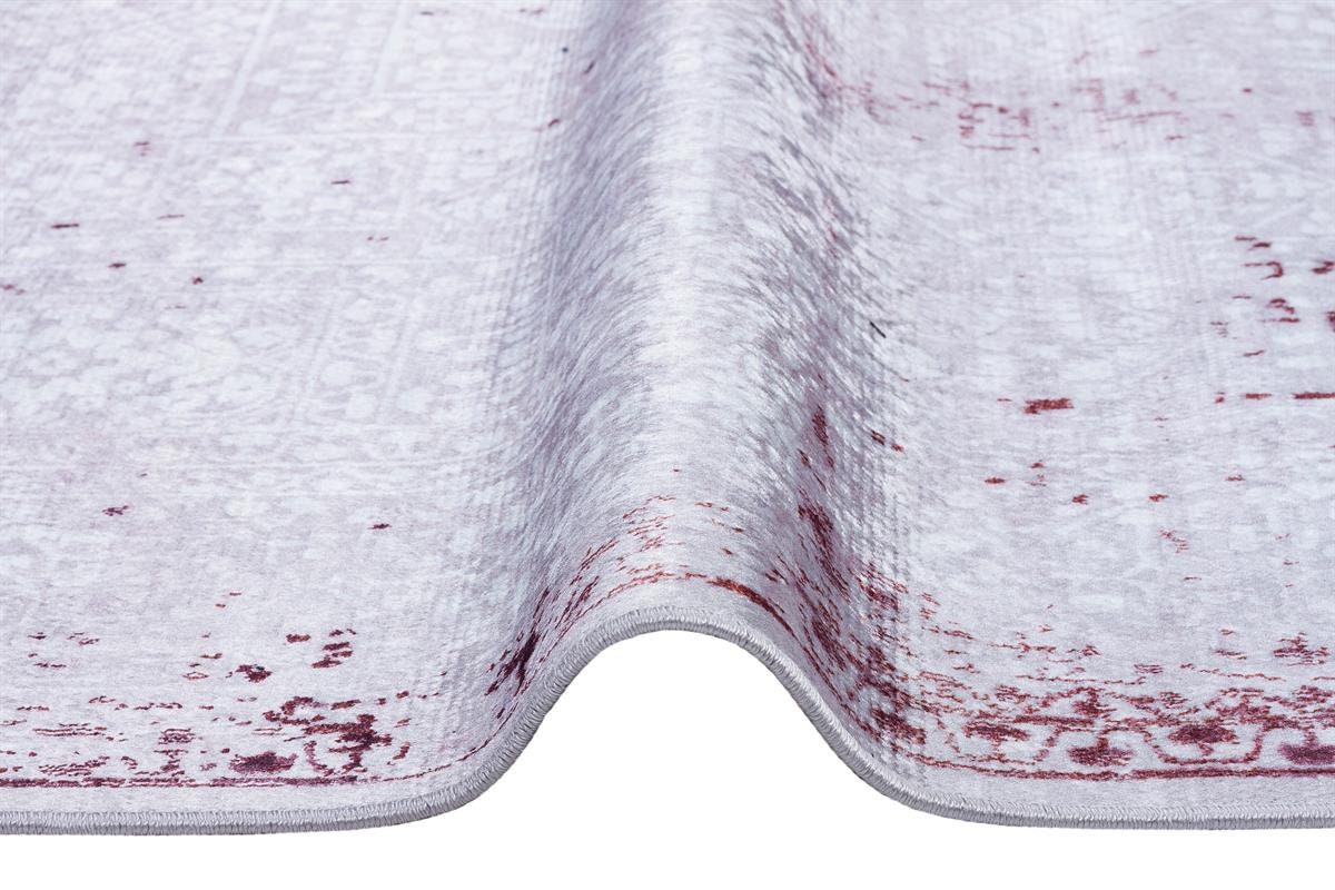 Distressed Lavender Medallion Rug – Washable, Low Pile Area Carpet (Pet-Friendly)