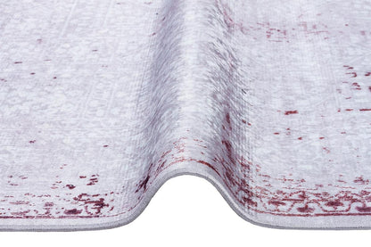Distressed Lavender Medallion Rug – Washable, Low Pile Area Carpet (Pet-Friendly)