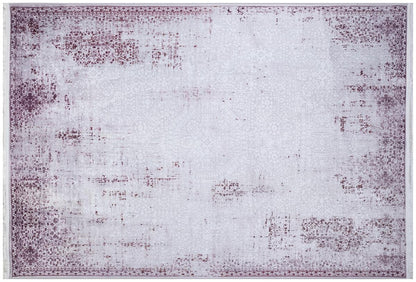 Distressed Lavender Medallion Rug – Washable, Low Pile Area Carpet (Pet-Friendly)