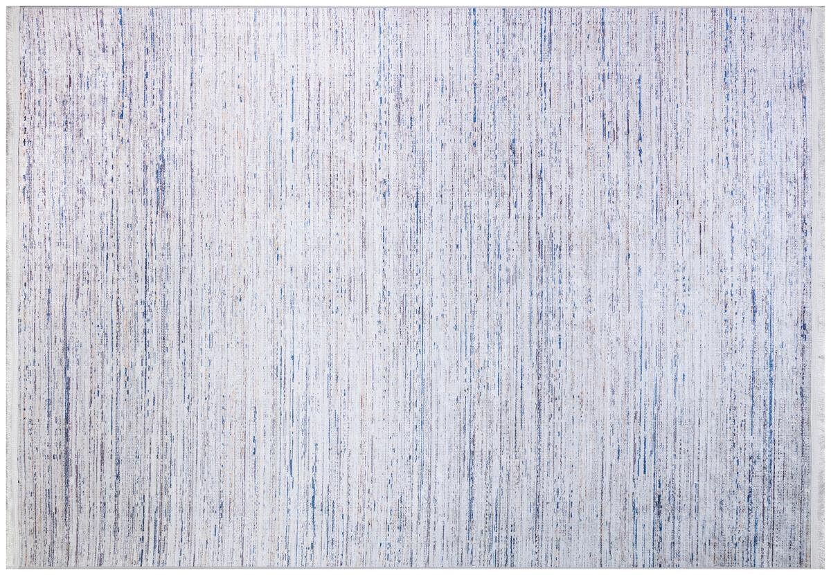 Distressed Linear Abstract Area Rug – Blue White Minimalist Carpet, Washable Non-Shedding