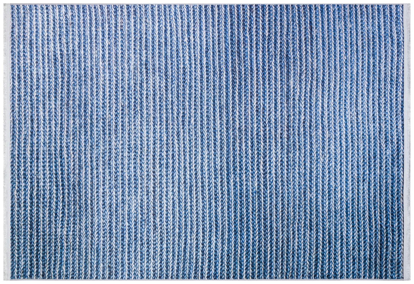 Washable Blue Striped Area Rug, Modern Scandinavian Carpet, Farmhouse Bedroom Mat
