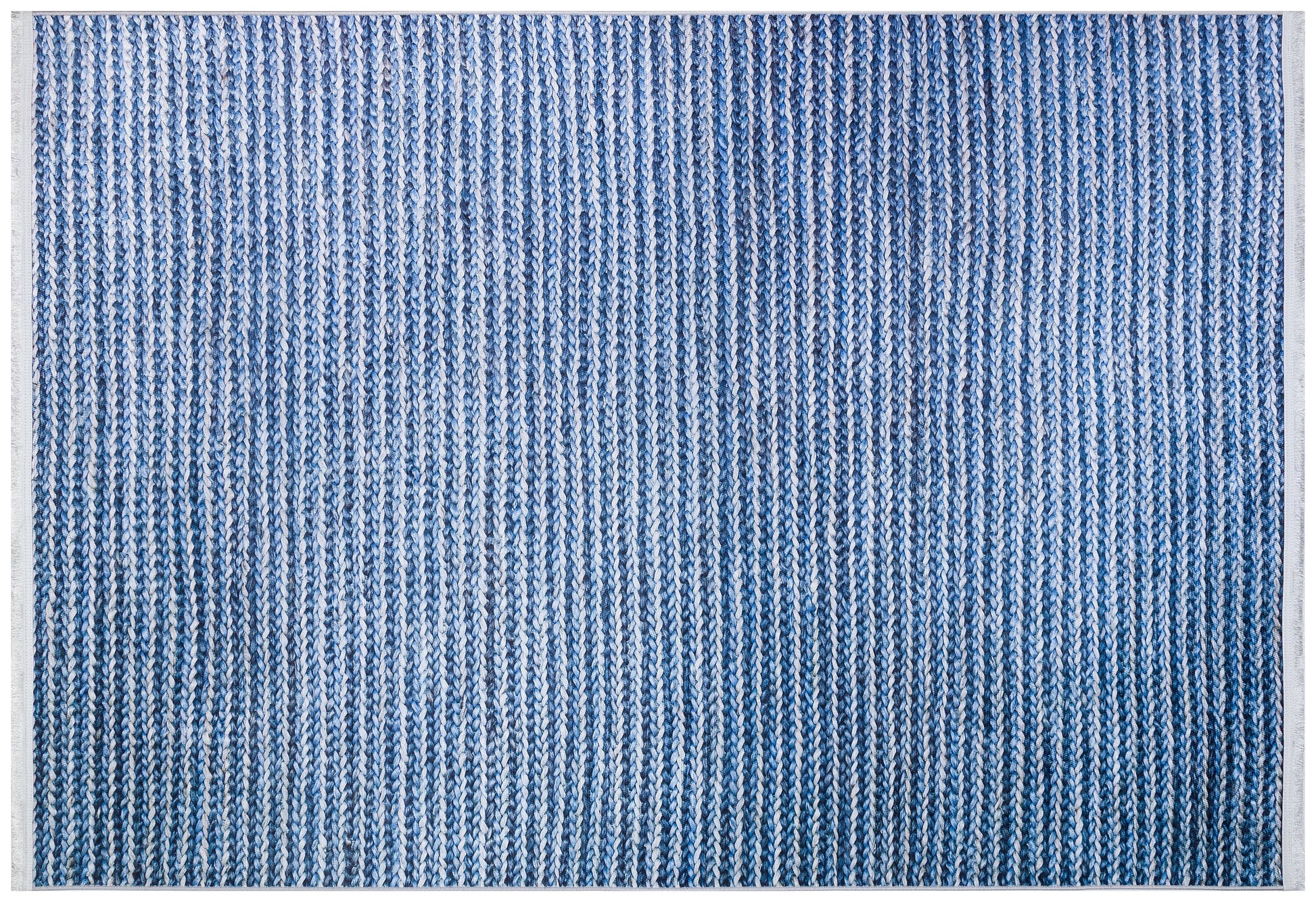 Washable Blue Striped Area Rug, Modern Scandinavian Carpet, Farmhouse Bedroom Mat
