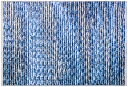 Washable Blue Striped Area Rug, Modern Scandinavian Carpet, Farmhouse Bedroom Mat