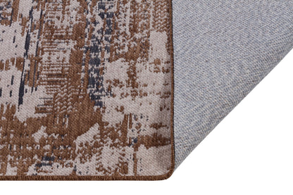 Distressed Abstract Area Rug, Earth Tone Boho Neutral Decor, Washable Cotton Mat