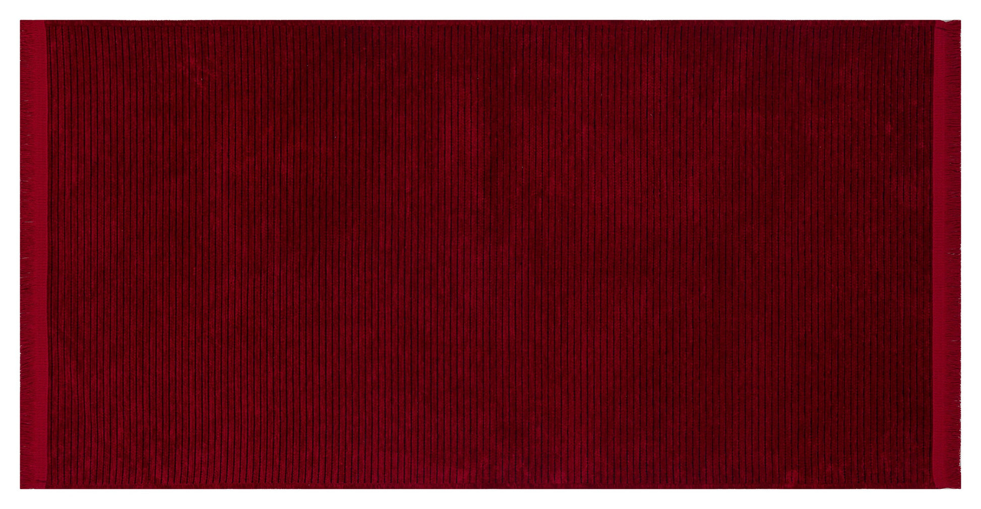 Deep Crimson Ribbed Washable Area Rug – Modern Corduroy Texture, Soft Cotton Feel