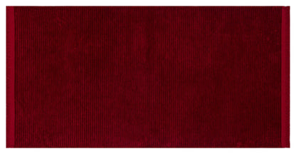 Deep Crimson Ribbed Washable Area Rug – Modern Corduroy Texture, Soft Cotton Feel