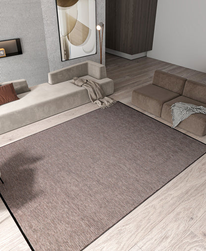 Modern Brown Stripe Rug: Washable Plain Cotton, Anti-Allergic carpet