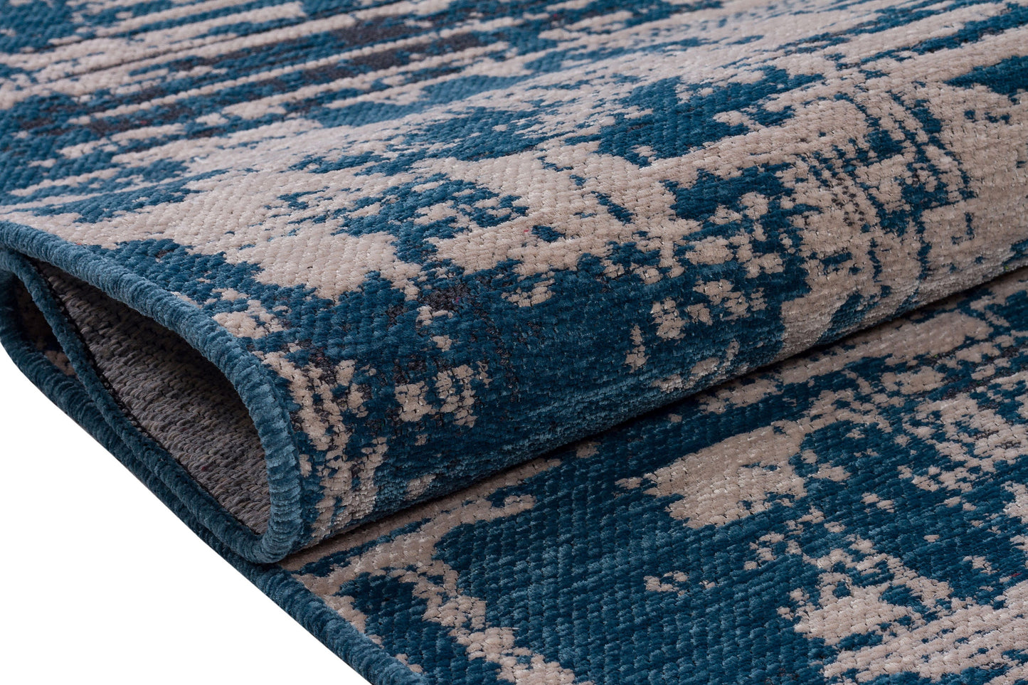 Teal Abstract Area Rug – Distressed Living Room Carpet, Modern Textured Floor Rug