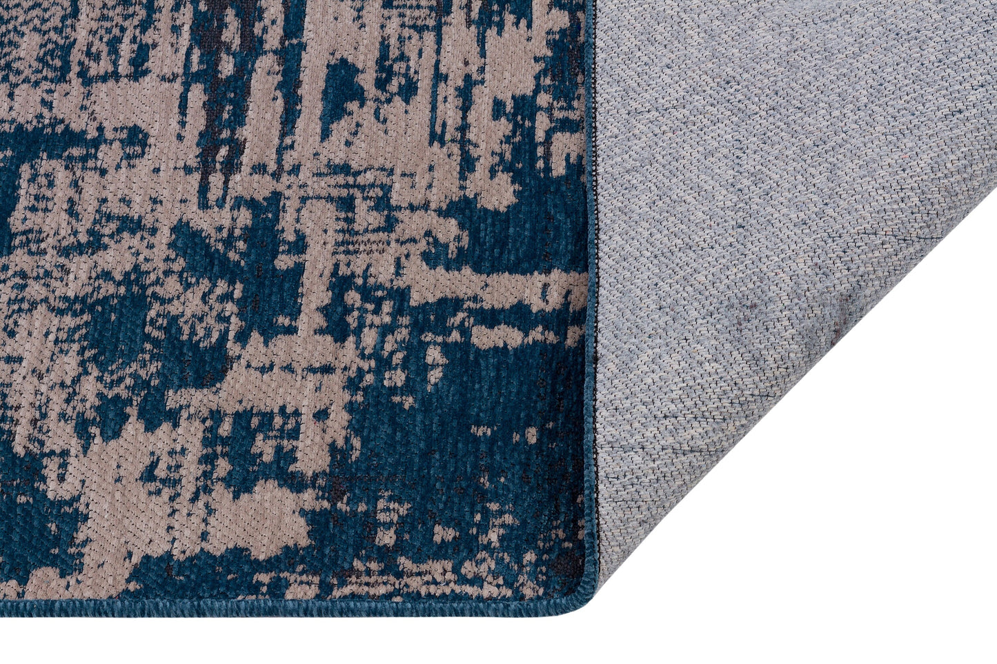 Teal Abstract Area Rug – Distressed Living Room Carpet, Modern Textured Floor Rug