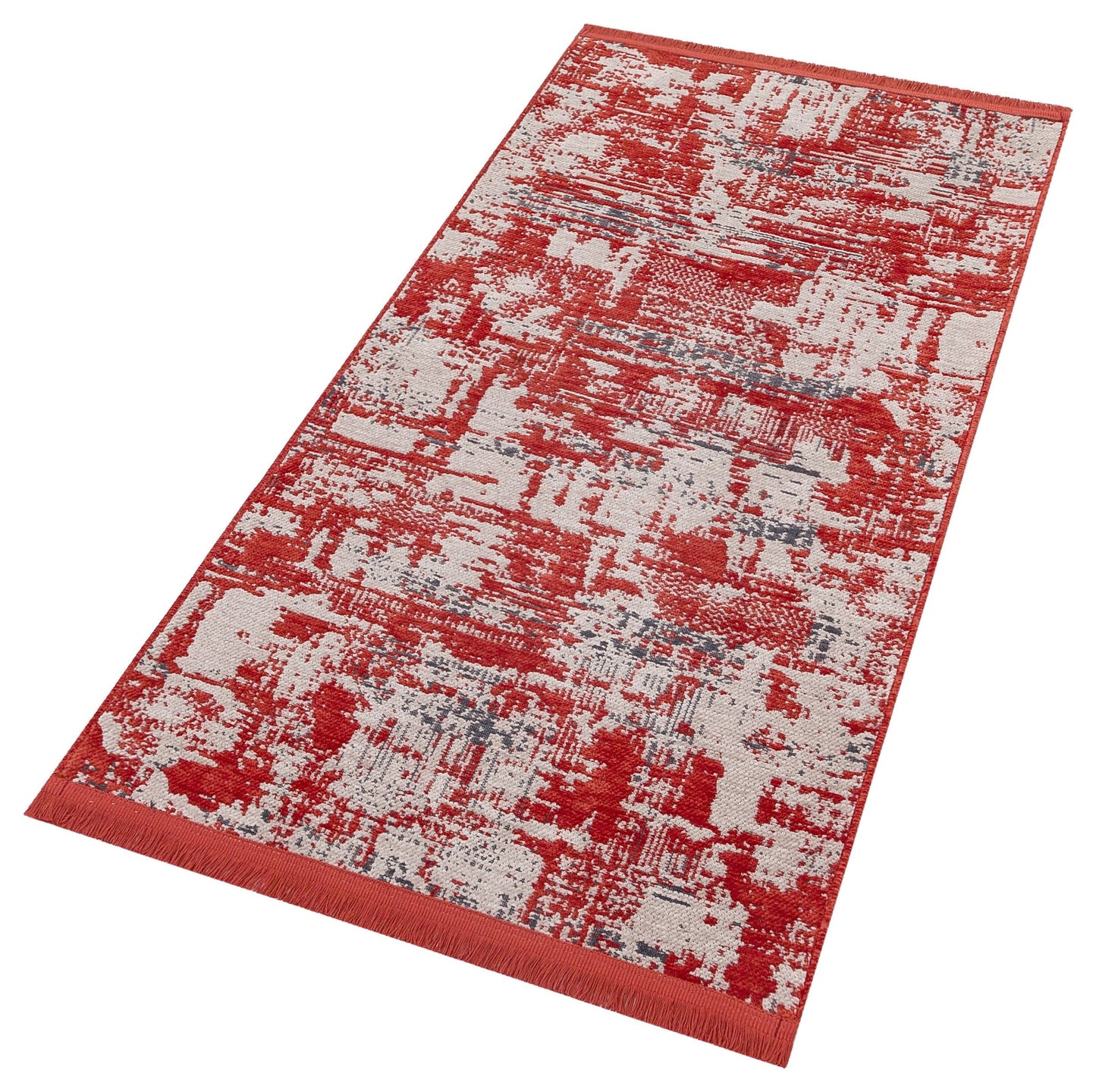 Red Abstract Washable Area Rug – Modern Contemporary Non Slip Living Room Carpet