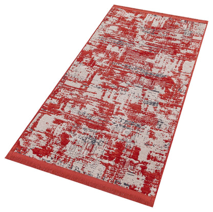 Red Abstract Washable Area Rug – Modern Contemporary Non Slip Living Room Carpet