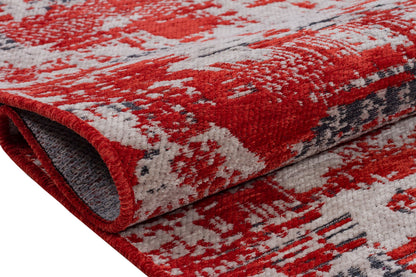 Red Abstract Washable Area Rug – Modern Contemporary Non Slip Living Room Carpet