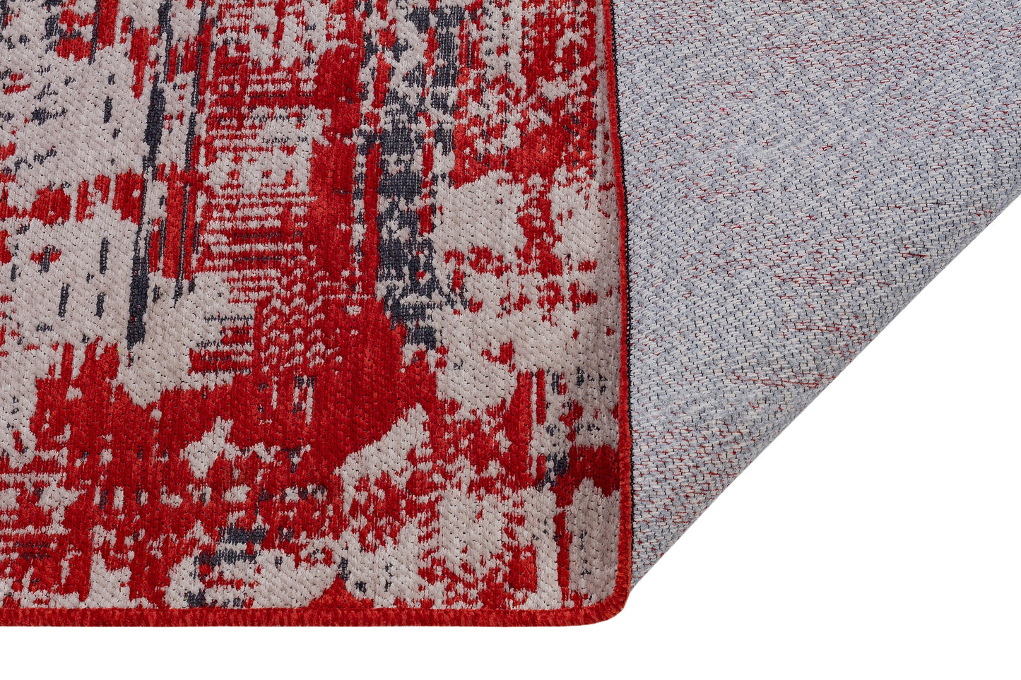 Red Abstract Washable Area Rug – Modern Contemporary Non Slip Living Room Carpet