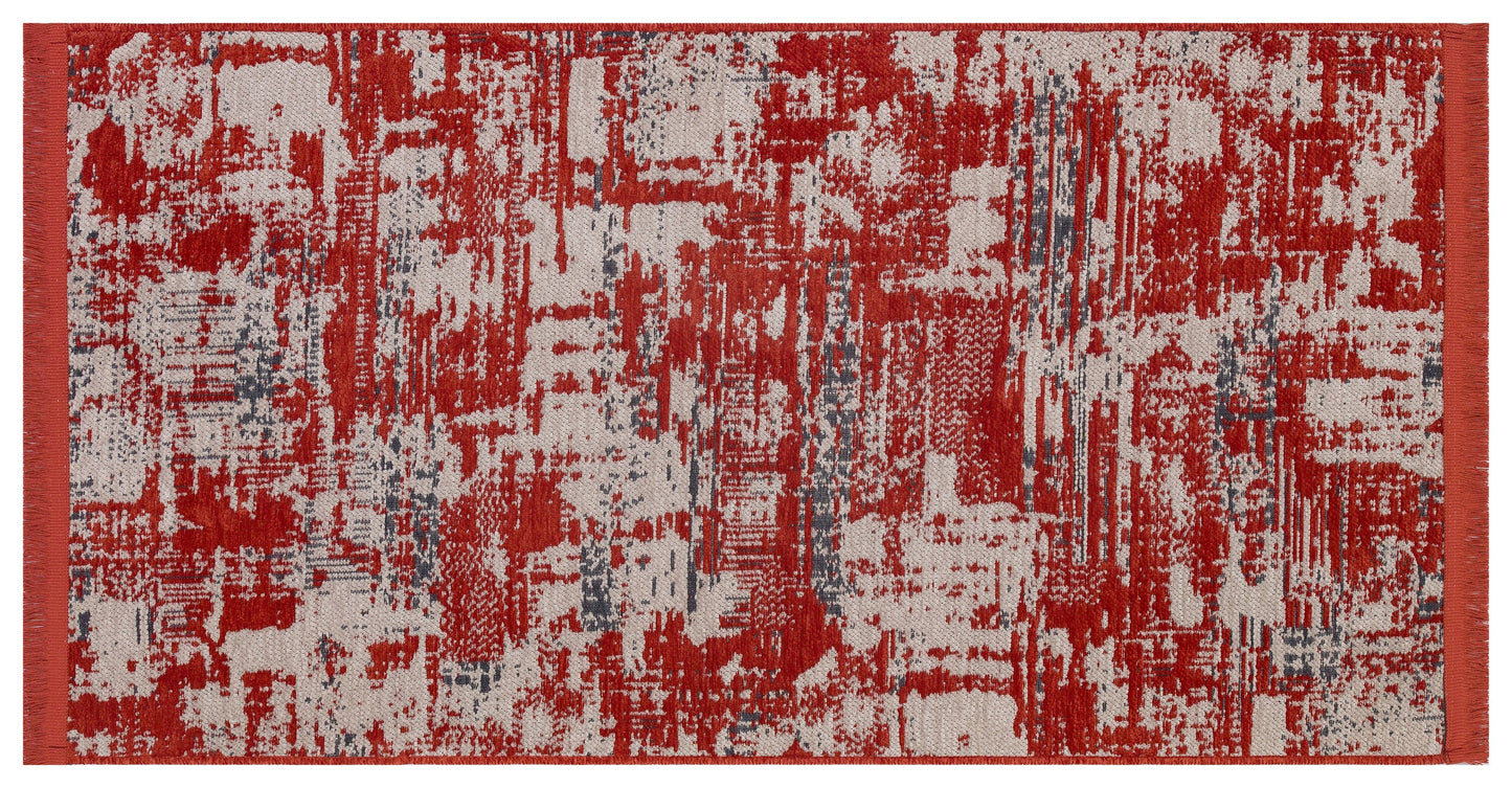 Red Abstract Washable Area Rug – Modern Contemporary Non Slip Living Room Carpet