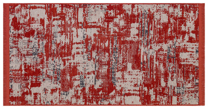 Red Abstract Washable Area Rug – Modern Contemporary Non Slip Living Room Carpet