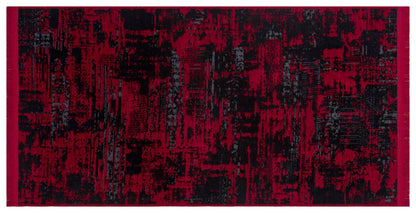 Abstract Red Black Runner Rug – Distressed Washable Hallway, Kitchen Carpet