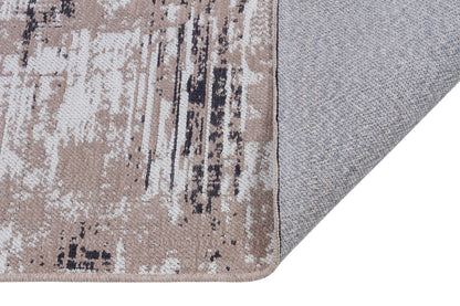 Washable Abstract Area Rug – Distressed Beige & Grey Boho Farmhouse Carpet