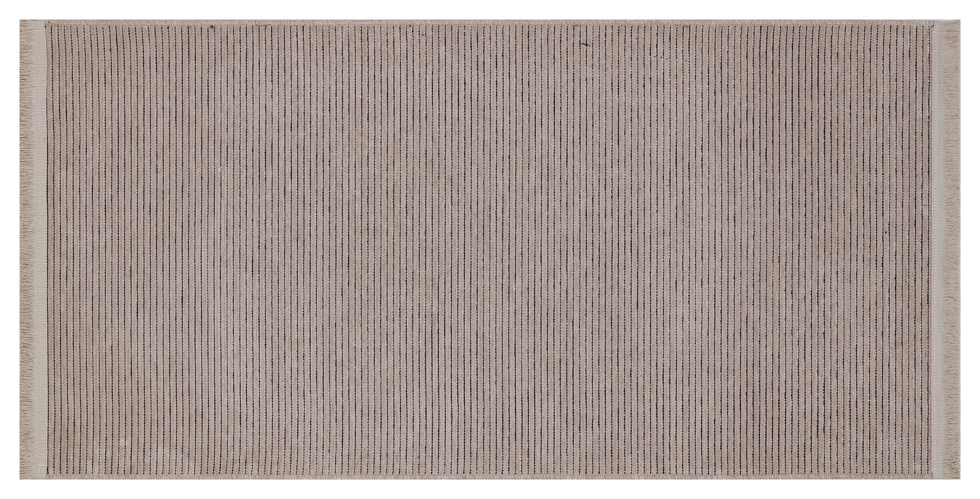 Modern Ribbed Area Rug – Beige Taupe Striped Carpet, Hand-Woven Cotton Blend, Scandi Style