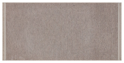 Modern Ribbed Area Rug – Beige Taupe Striped Carpet, Hand-Woven Cotton Blend, Scandi Style