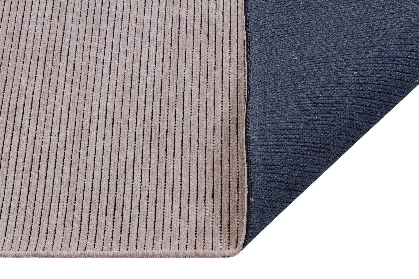 Modern Ribbed Area Rug – Beige Taupe Striped Carpet, Hand-Woven Cotton Blend, Scandi Style