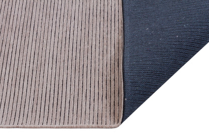 Modern Ribbed Area Rug – Beige Taupe Striped Carpet, Hand-Woven Cotton Blend, Scandi Style