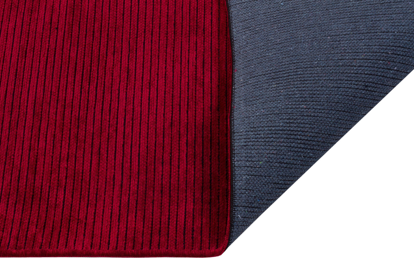 Deep Crimson Ribbed Washable Area Rug – Modern Corduroy Texture, Soft Cotton Feel